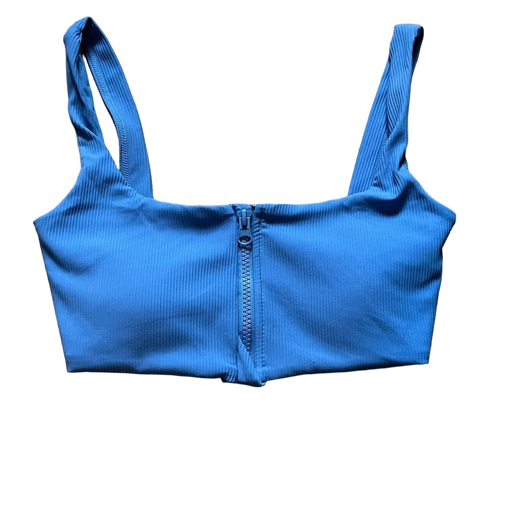 Forever21 Blue Women's Ribbed Swim Top